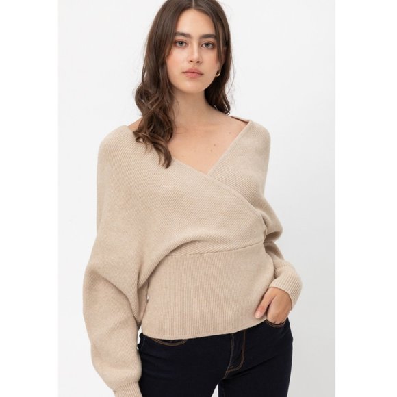 Wrap style v-neck Sweater NEW - Picture 2 of 3